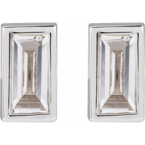 14K White .07 CT Natural Diamond Press Fit Back Stud Earring 