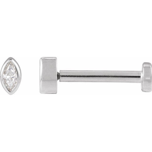 14K White .02 CT Natural Diamond Press Fit Back Stud Earring