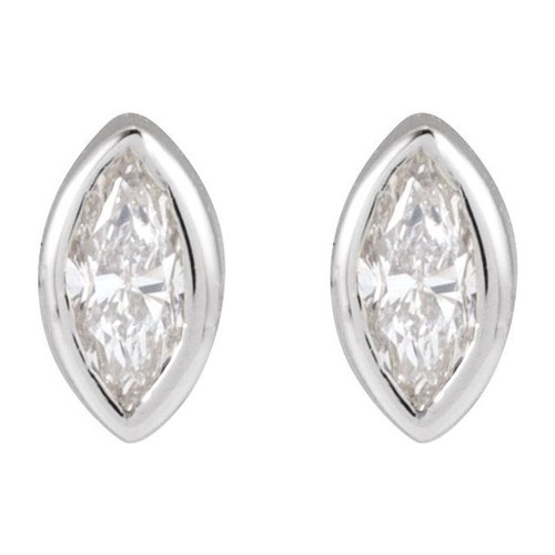 14K White .02 CT Natural Diamond Press Fit Back Stud Earring