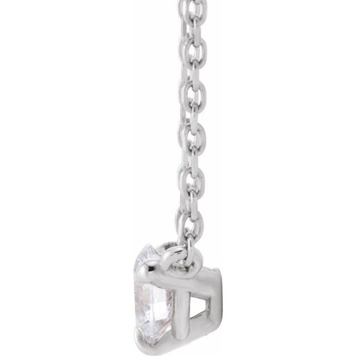 14 Karat White Gold Natural Diamond Solitaire Necklace 1/5 CTW, 16-18 Inch - $1,232