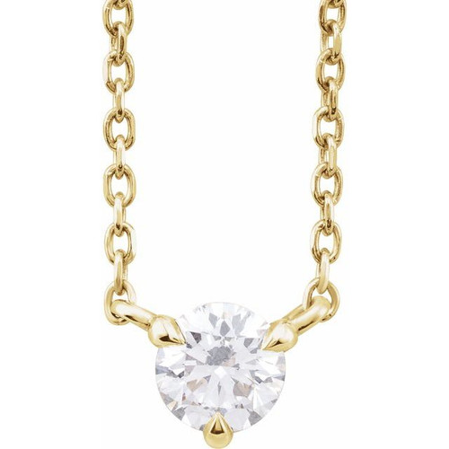 14K Yellow 1/5 CTW Natural Diamond Solitaire 16-18" Necklace