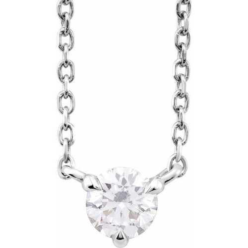 Platinum 1/5 CTW Natural Diamond Solitaire 16-18" Necklace