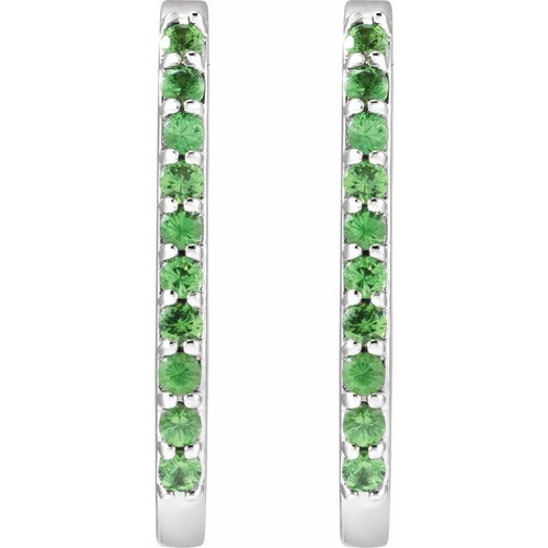 Sterling Silver Natural Tsavorite Garnet 20 mm Hoop Earrings