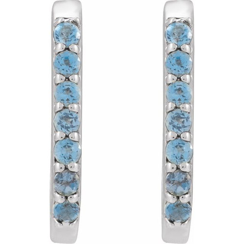 Sterling Silver Natural London Blue Topaz 14 mm Hoop Earrings