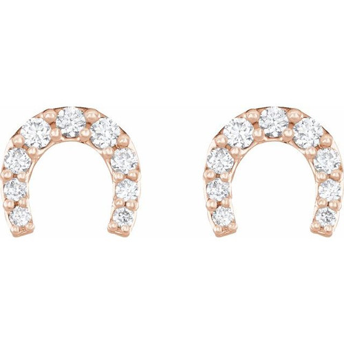 14K Rose 1/6 CTW Natural Diamond Horseshoe Earrings