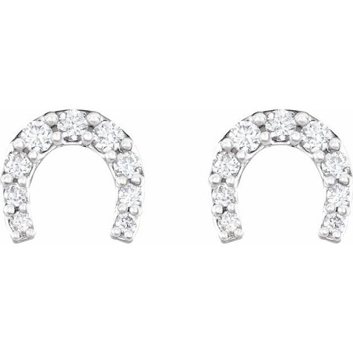 Platinum 1/6 CTW Natural Diamond Horseshoe Earrings