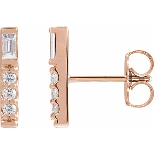 14K Rose 1/5 CTW Natural Diamond Bar Earrings