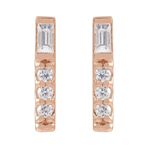 14K Rose 1/5 CTW Natural Diamond Bar Earrings