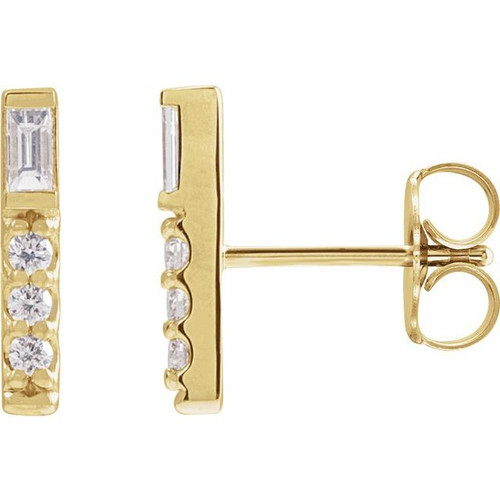 14K Yellow 1/5 CTW Natural Diamond Bar Earrings