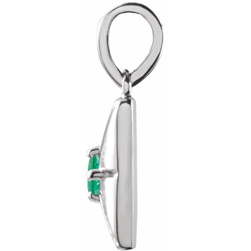 Platinum Lab-Grown Emerald Pendant