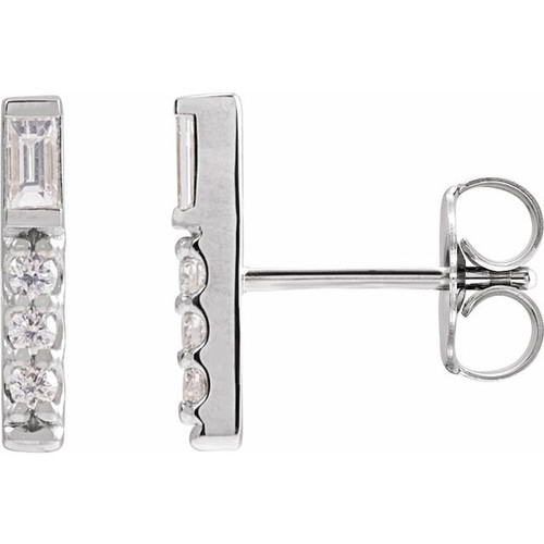 14K White 1/5 CTW Natural Diamond Bar Earrings