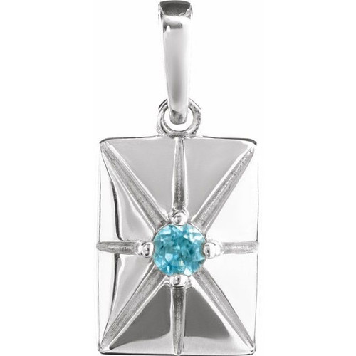 Platinum Natural Blue Zircon Pendant