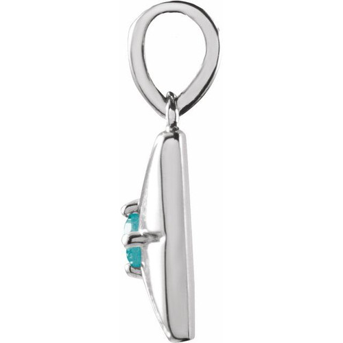 Platinum Natural Blue Zircon Pendant