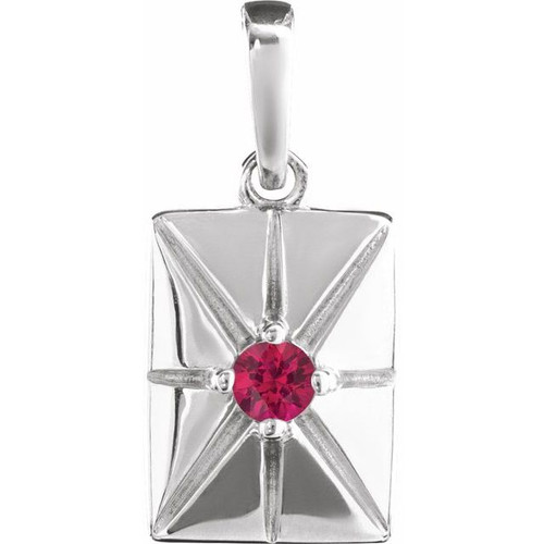 Platinum Lab-Grown Ruby Pendant