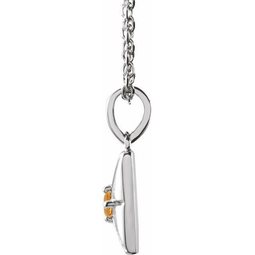 14K White Natural Citrine 16-18" Necklace