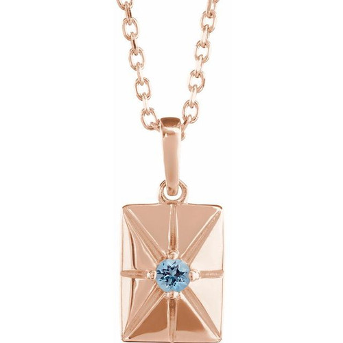 14K Rose Natural Aquamarine 16-18" Necklace