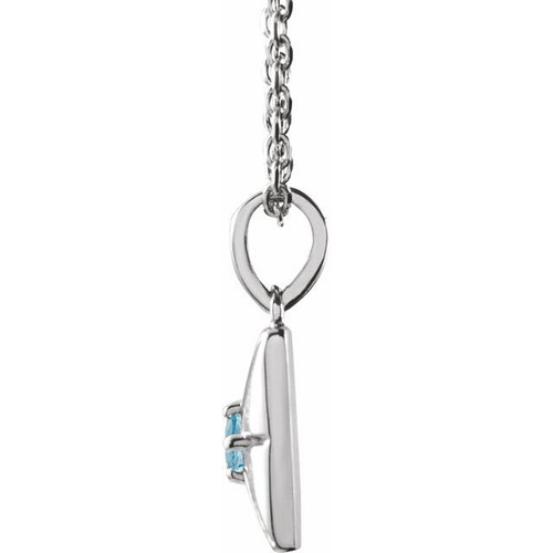 Platinum Natural Aquamarine 16-18" Necklace