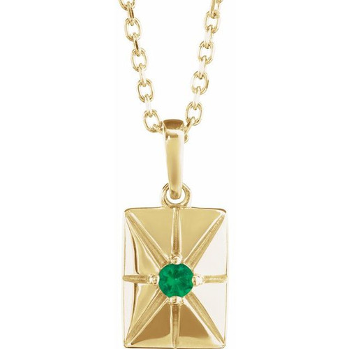 14K Yellow Lab-Grown Emerald 16-18" Necklace