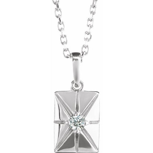 14K White Natural Diamond 16-18" Necklace