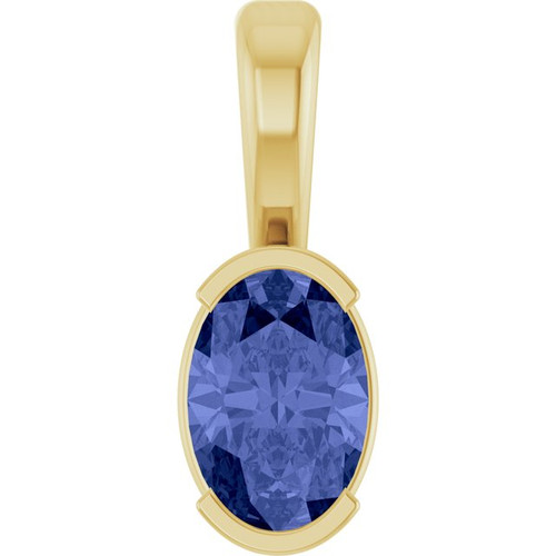 14K Yellow Natural Tanzanite Solitaire Pendant 