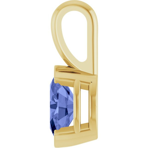 14K Yellow Natural Tanzanite Solitaire Pendant 
