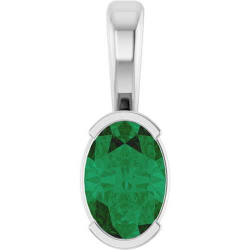 Sterling Silver Lab-Grown Emerald Pendant