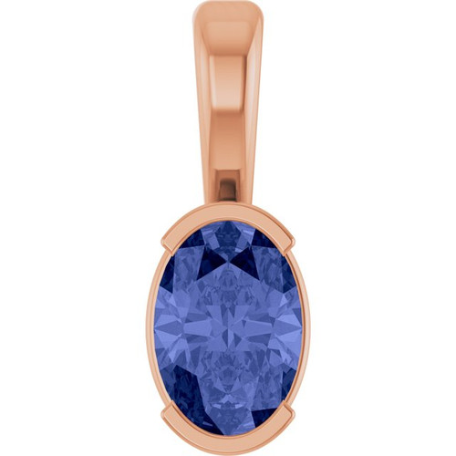 14K Rose Natural Tanzanite Solitaire Pendant 