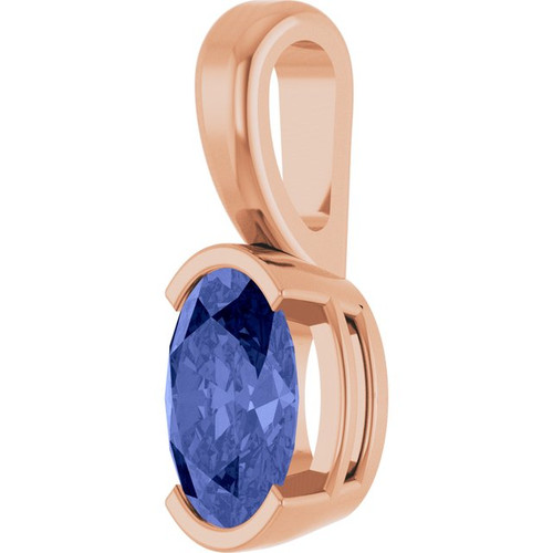 14K Rose Natural Tanzanite Solitaire Pendant 