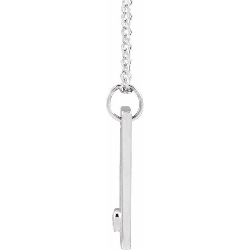 14K White .03 CT Natural Diamond Engravable Heart 16-18" Necklace