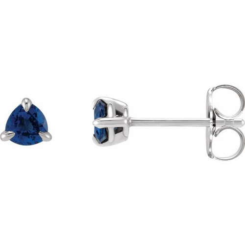 Platinum 3.5 mm Natural Blue Sapphire Stud Earrings