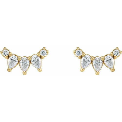 14K Yellow 1/3 CTW Natural Diamond Curved Bar Earrings