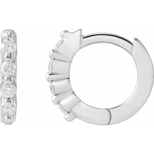 Platinum 1/10 CTW Natural Diamond 10.74 mm Hinged Hoop Earrings