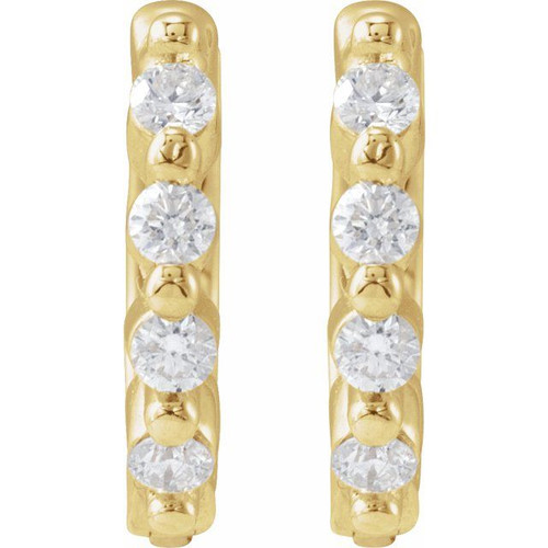 14K Yellow 1/10 CTW Natural Diamond 10.74 mm Hinged Hoop Earrings