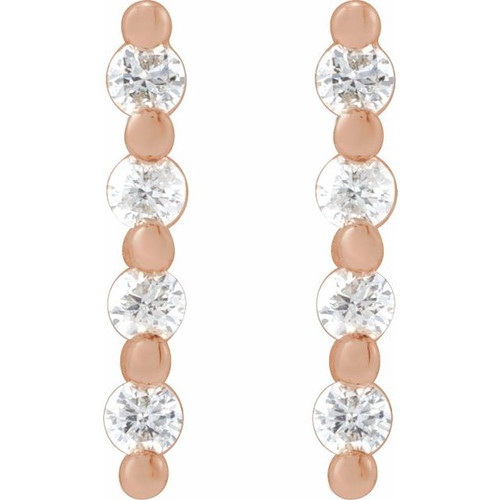 14K Rose 1/10 CTW Natural Diamond Bar Earrings