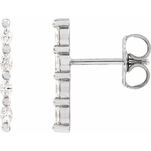 14K White 1/6 CTW Natural Diamond Bar Earring