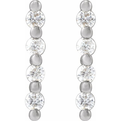 Platinum 1/10 CTW Natural Diamond Bar Earrings