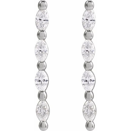 Platinum 1/6 CTW Natural Diamond Bar Earring