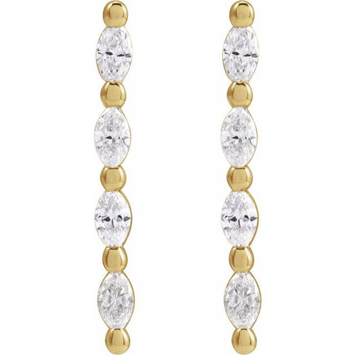 14K Yellow 1/6 CTW Natural Diamond Bar Earring