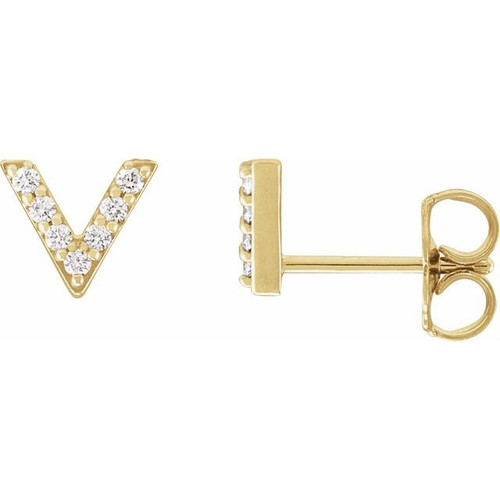 14K Yellow 1/10 CTW Natural Diamond V Earrings