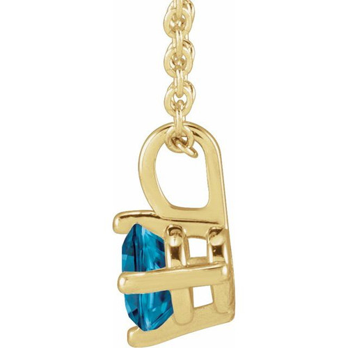 14K Yellow Natural London Blue Topaz 16" Necklace 