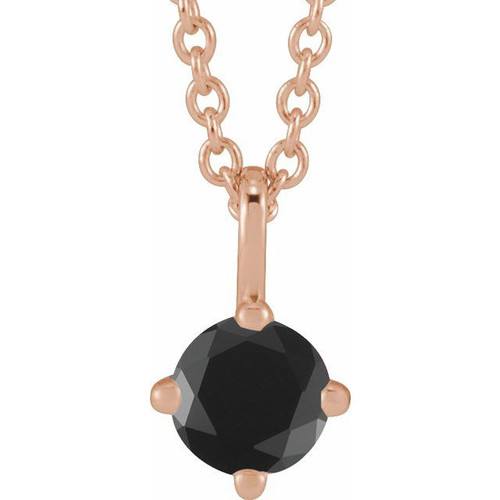 14K Rose Natural Black Onyx 18" Necklace 