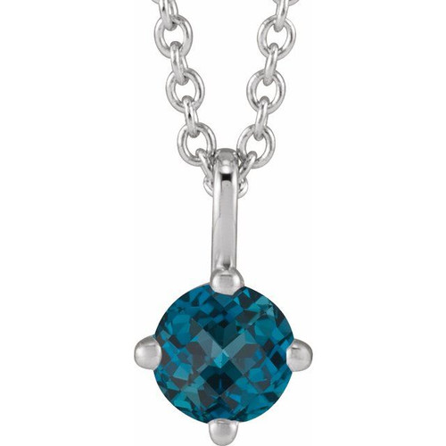 Platinum Natural London Blue Topaz 16" Necklace 