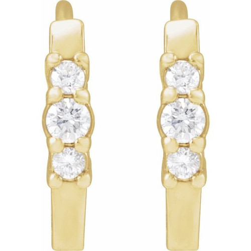 14K Yellow 1/8 CTW Natural Diamond Hinged Hoop Earrings