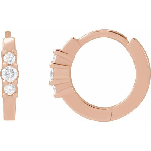 14K Rose 1/8 CTW Natural Diamond Hinged Hoop Earrings