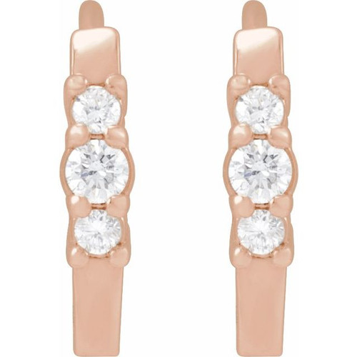 14K Rose 1/8 CTW Natural Diamond Hinged Hoop Earrings