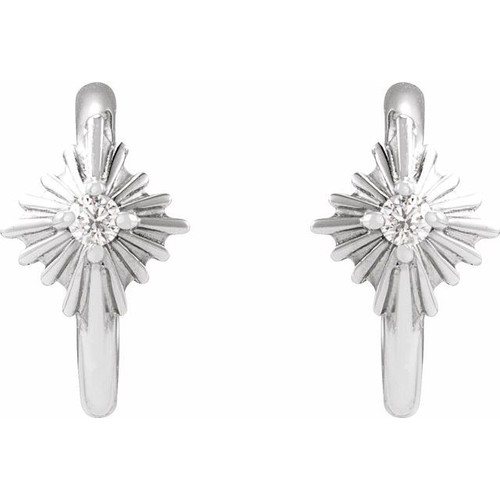 Platinum .03 CTW Natural Diamond 10 mm Star Hoop Earrings