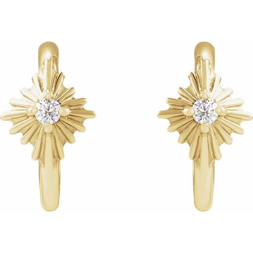 14K Yellow .03 CTW Natural Diamond 10 mm Star Hoop Earrings