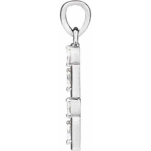 14K White .07 CTW Natural Diamond Bar Pendant