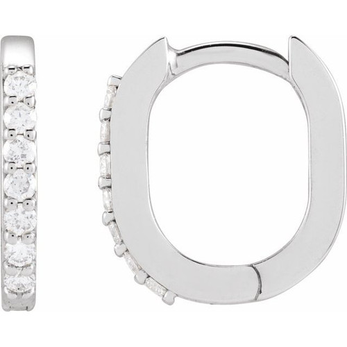 Sterling Silver 1/8 CTW Natural Diamond 12 mm Hoop Earrings