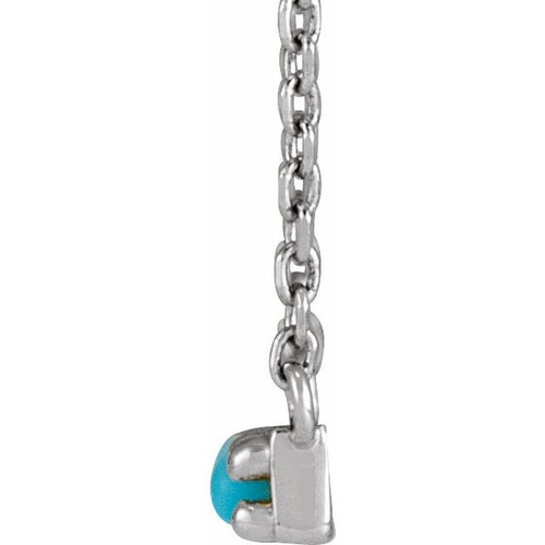 Platinum Cabochon Natural Turquoise Bar 18" Necklace